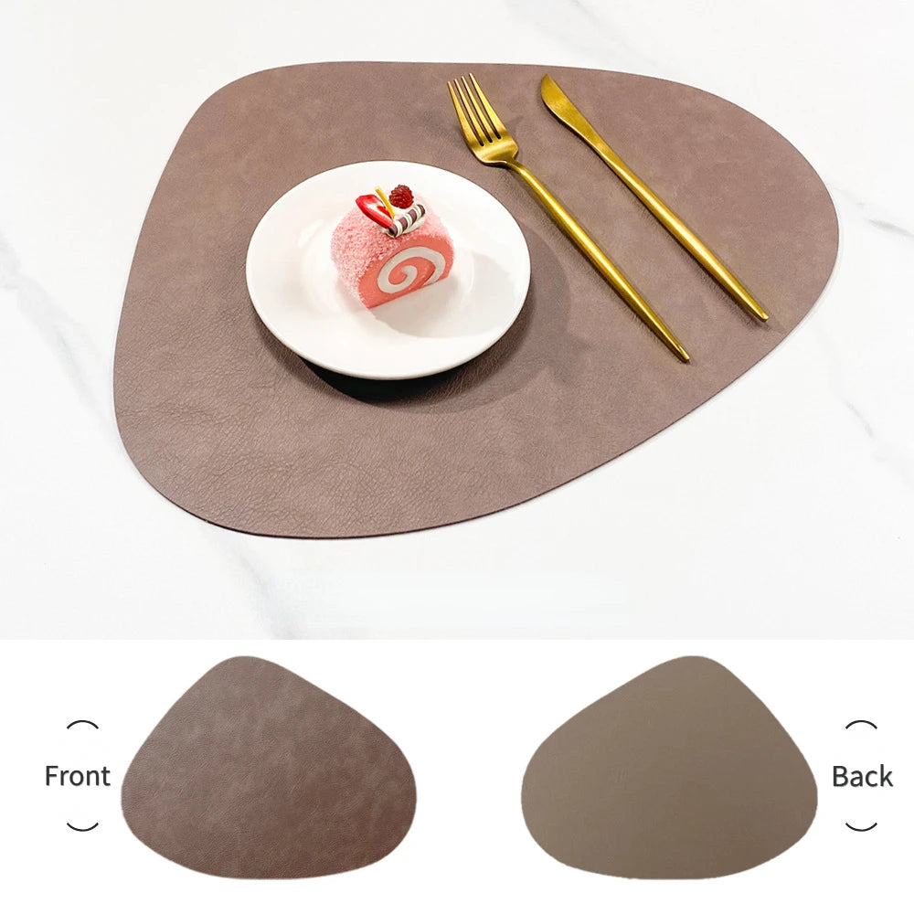 Nordic Double-Sided Anti-Slip Placemat - PU Thermal Insulation Table Mat with Water Droplet Pattern and Leather-Like Design