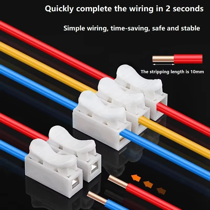 Quick Wire Connectors 1P 2P Screwless Spring Clamp Terminal Block No Soldering Cable Terminals For Electronics Wiring Connection