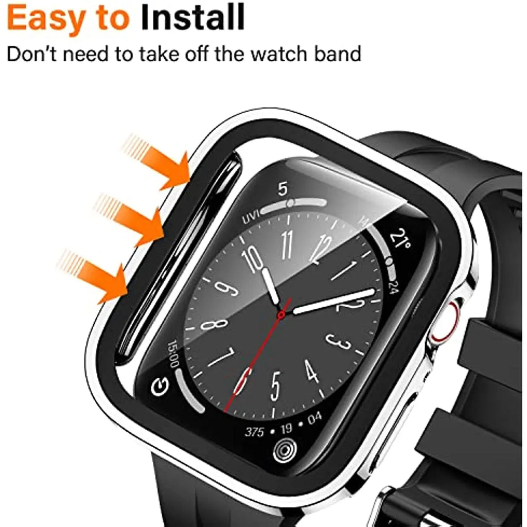 Waterproof watch case+glass for Apple Watch 40/41/42/44/45/46mm, Scratch-resistant protective case, for Series 11 10 987654 se