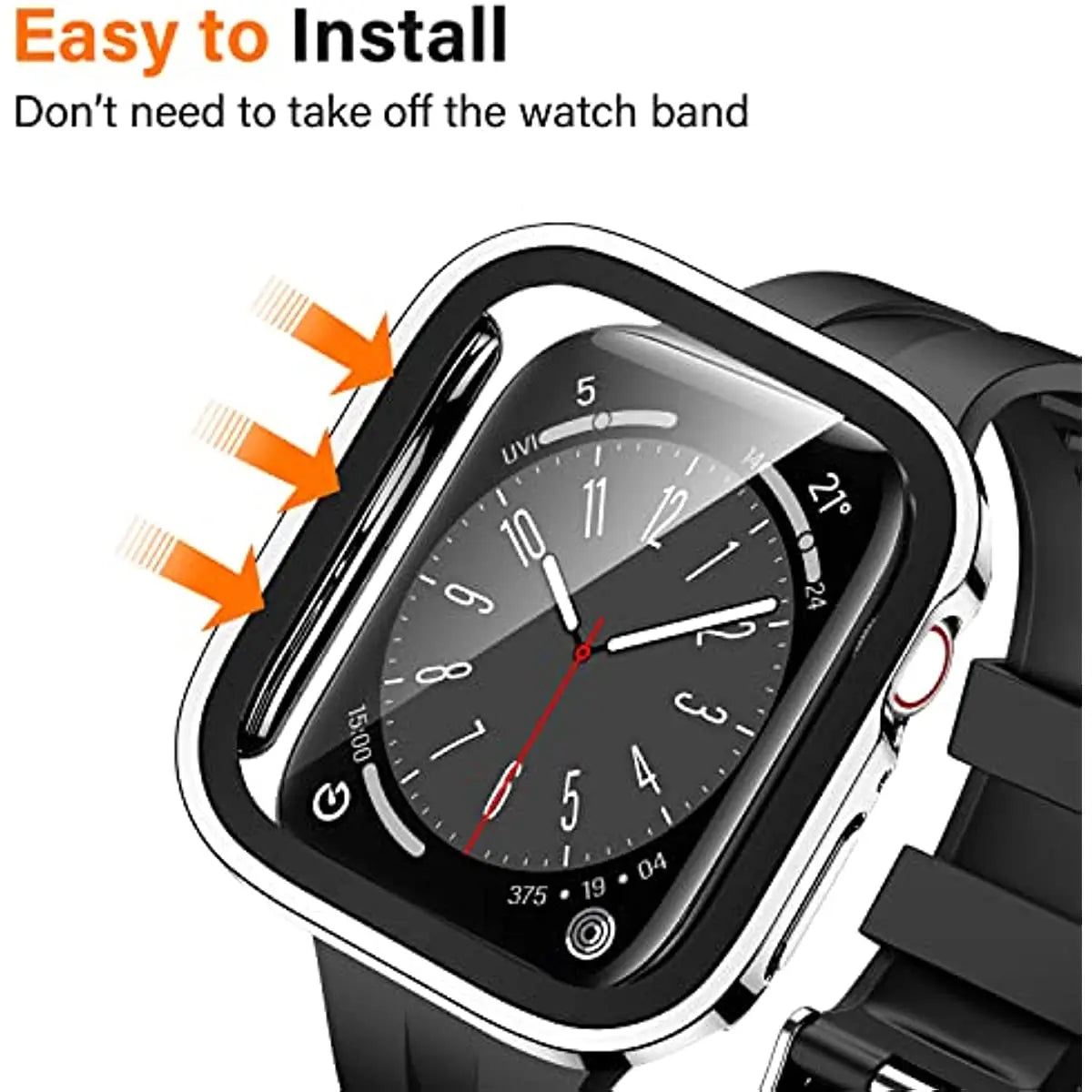 Waterproof watch case+glass for Apple Watch 40/41/42/44/45/46mm, Scratch-resistant protective case, for Series 11 10 987654 se
