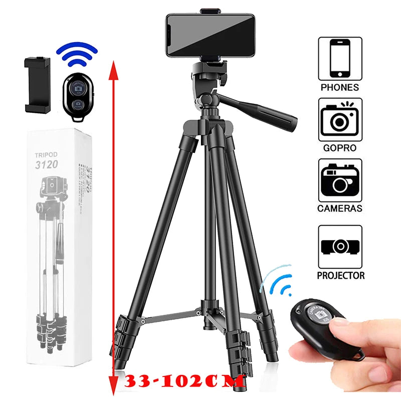 Tripods For Phone Lightweight Camera Tripod Stand with Bluetooth Selfie Remote Phone Holder Video Photography For iPhone Xiaomi