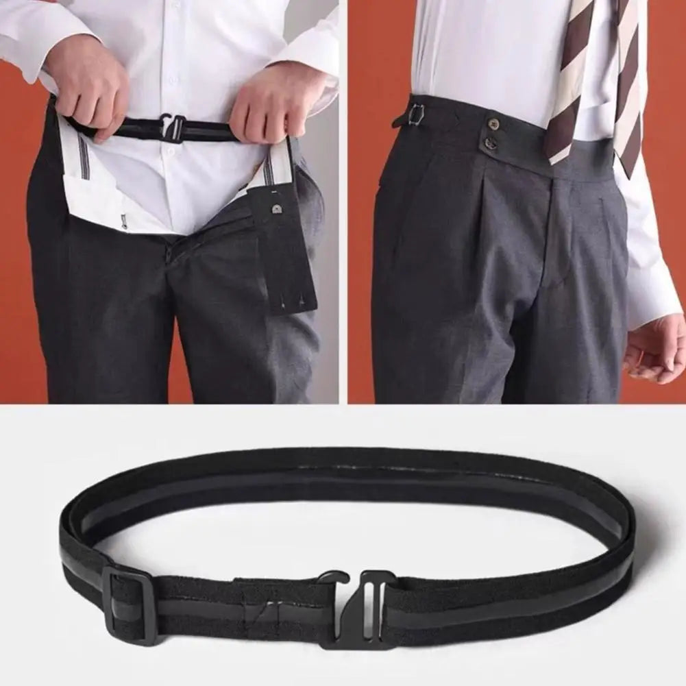 Men Women Shirt Stay Belt Imitation Nylon Black Non-slip Elastic Waistband Adjustable Tuck Straps Anti-wrinkle For Business F4v9