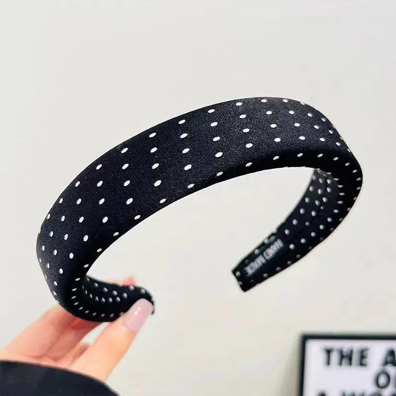 1/4pcs Simple Black White Polka Dot Wide Side Headband for Women Elegant Daily Wear Hair Band Fashion Girls Wash Face Hair Hoop