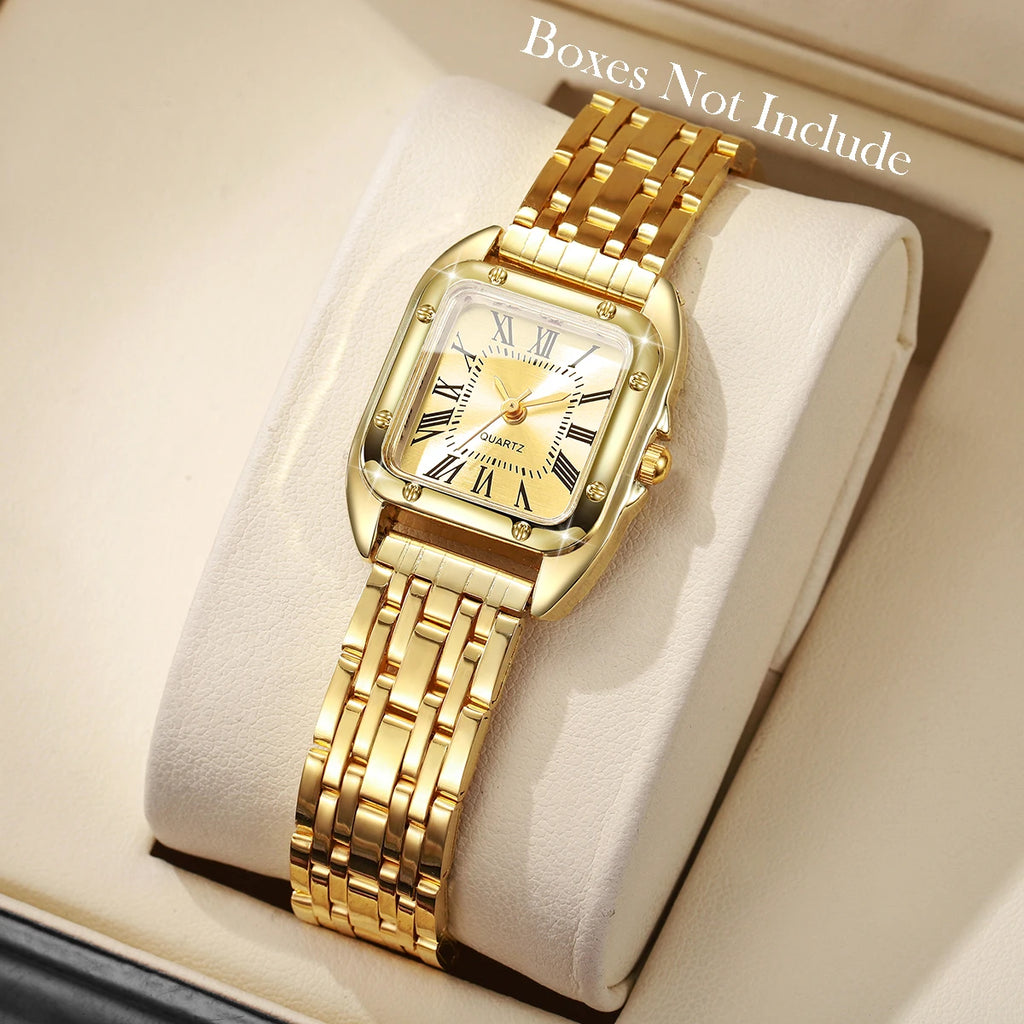 Luxury Square Women Quartz Watch Fashion Roma Dial Ladies Wristwatch Reloj Mujer Girls Clock Gift (Without Box)