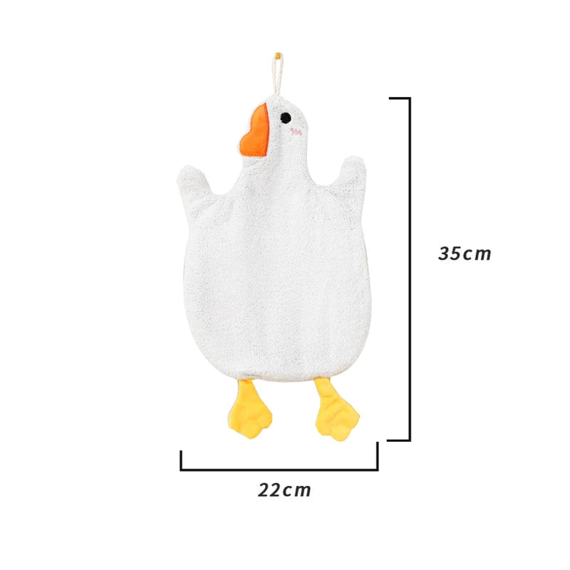 1PC Cartoon Goose Hand Towel Kitchen Bathroom and Toilet Hand Towel Hanging Type with Super Water Absorption Quick Drying