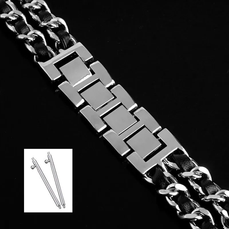 Strap Metal Chain Wristband For Garmin Forerunner 165 265 255 245 55 158 570 Vivoactive 5 6 Venu SQ 3 2