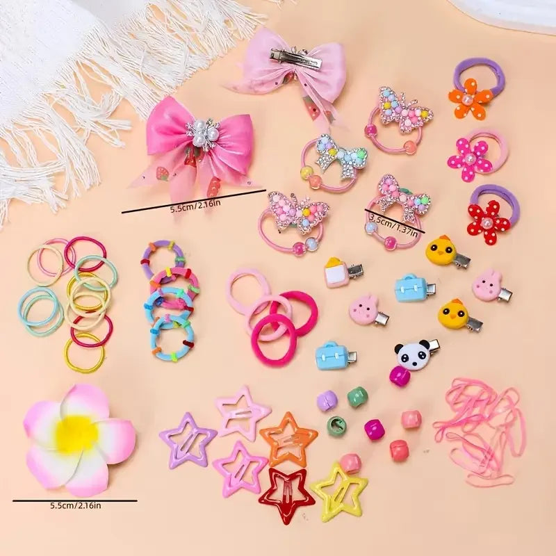 500/551 Pieces of a Pink-Themed Valentine’s Day Girl’s Hair Accessory Set. Suitable for Festive Occasions.