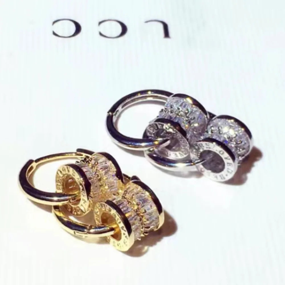 2026 New Designer Earrings Round Super Shiny Zircon Earrings Charming Luxury Women's Jewelry Cute Girl Gift Christmas Gift