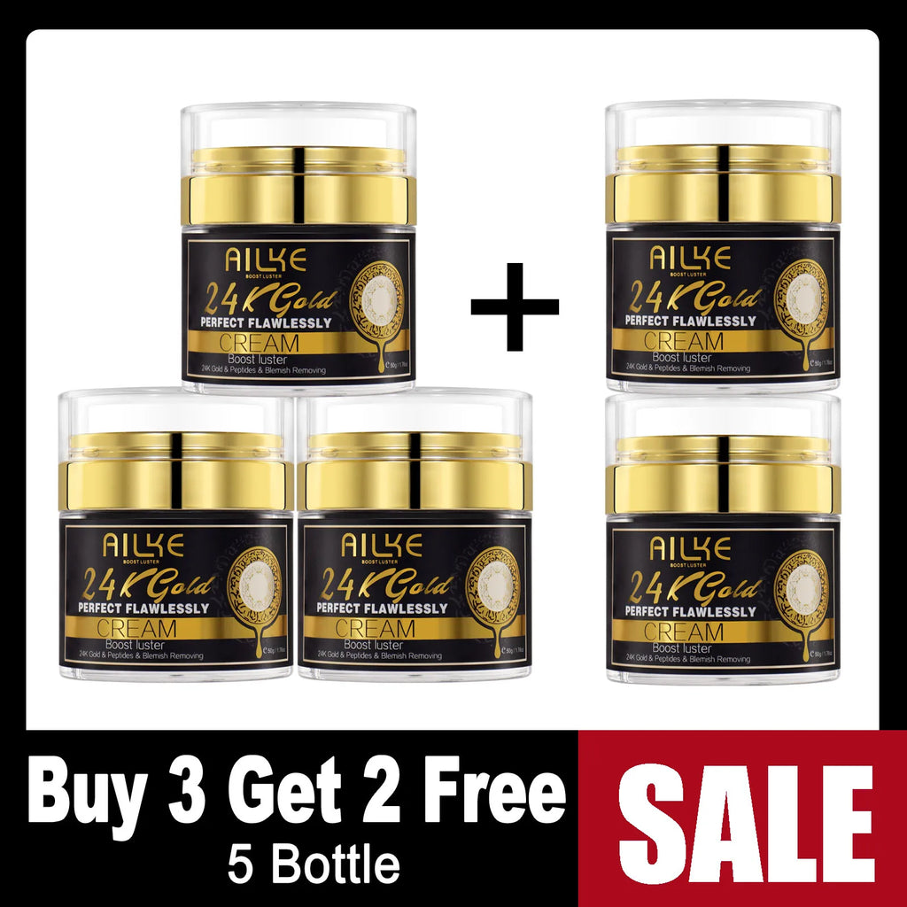 AILKE 24K Glod Flawlessly Skin Care Range, Skin Whitener, Reduce Dark Spots, Melanin, Wrinkles, Moisturize, For Women & Men