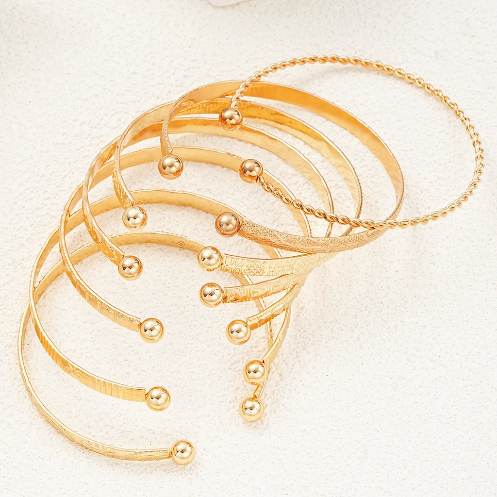 7Pcs Fashion Pattern Metal Cuff Bracelet Set For Women Elegant Gold Silver Color Open Bangle Female Trendy Party Jewelry