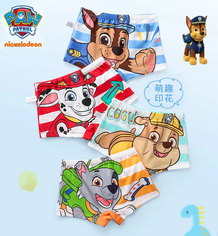 4PCS/Set 100% Genuine Paw Patrol KID's Printed Underpants Chase Rocky Marshall Rubble Briefs Underwear Boys Girls Birthday Gift