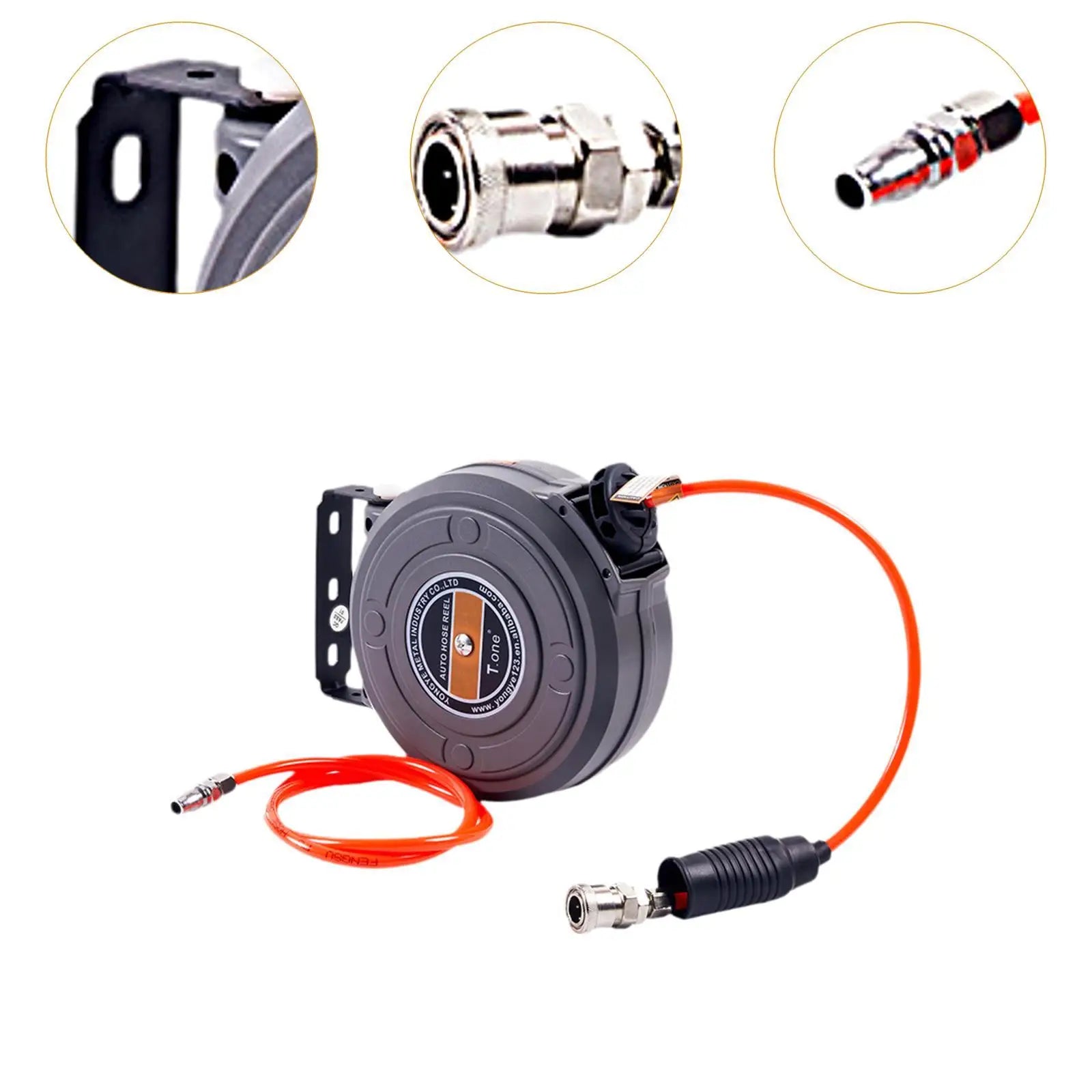 Retractable Air Hose Reel Accessories Auto Rewind Easy to Install Compact Enclosed Air Reel for Car Repair Shop Garage Workshop