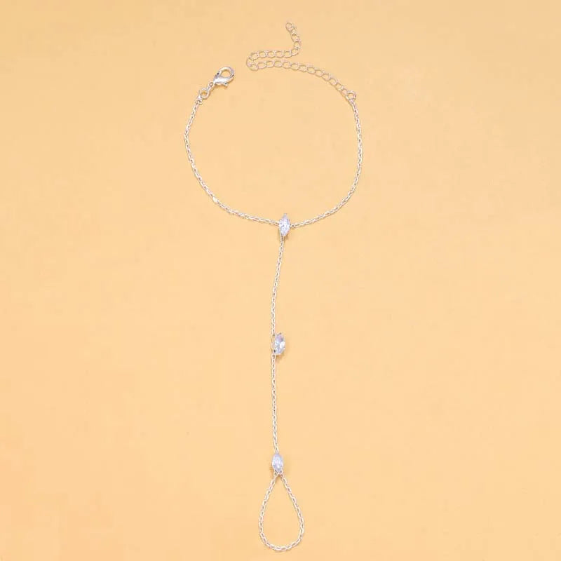 Bohemia Shiny Rhombus Crystal Bracelet  for Women Simple Thin Chain Finger Bracelet Jewelry Accessories Gift 2025 New