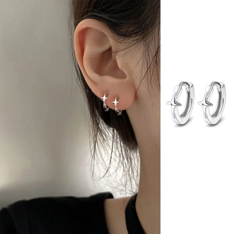 925 Sterling Silver Star Earring for Women Girl Personal Originality Trend Hip Hop Neutral Jewelry Gift Dropshipping