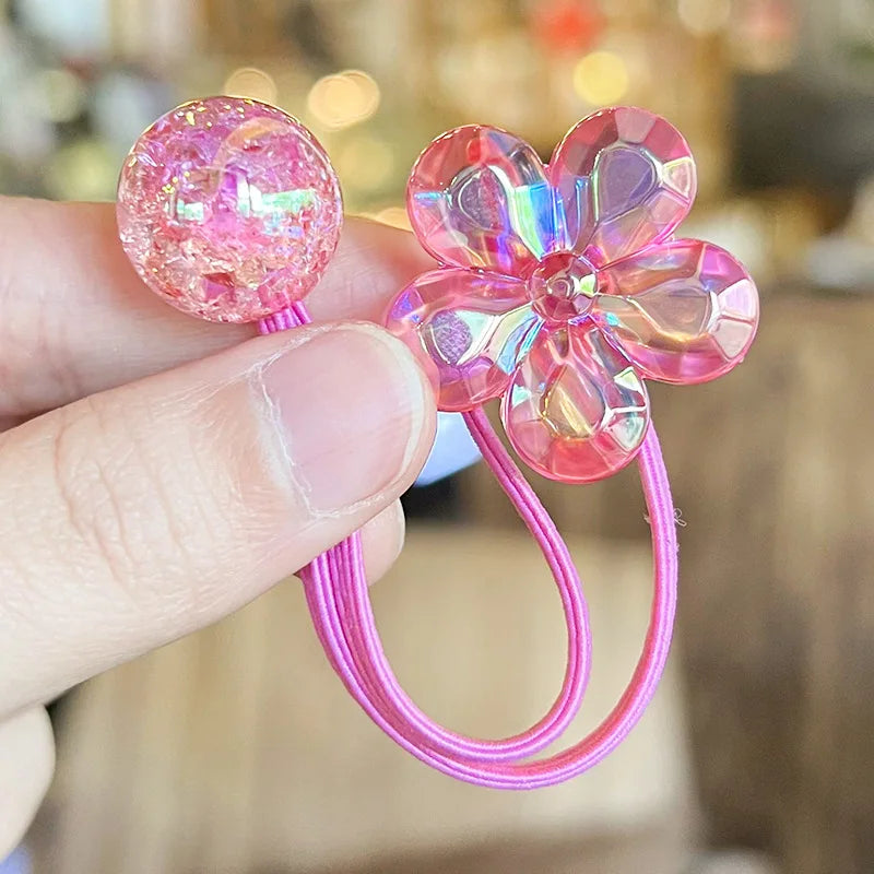 2PCS New Lovely Colored Camellia Girls Kids Elastic Hair Bands Princess Hair Accessories Children Hair Ties Baby Headwear