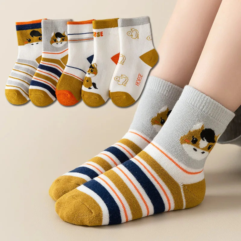 5Pairs Baby Socks Newborn Baby Boy Cute Short Sock 0-1-3-10Y Kids Cotton Toddler Cartoon Soft Children's Sports Socks for Girls