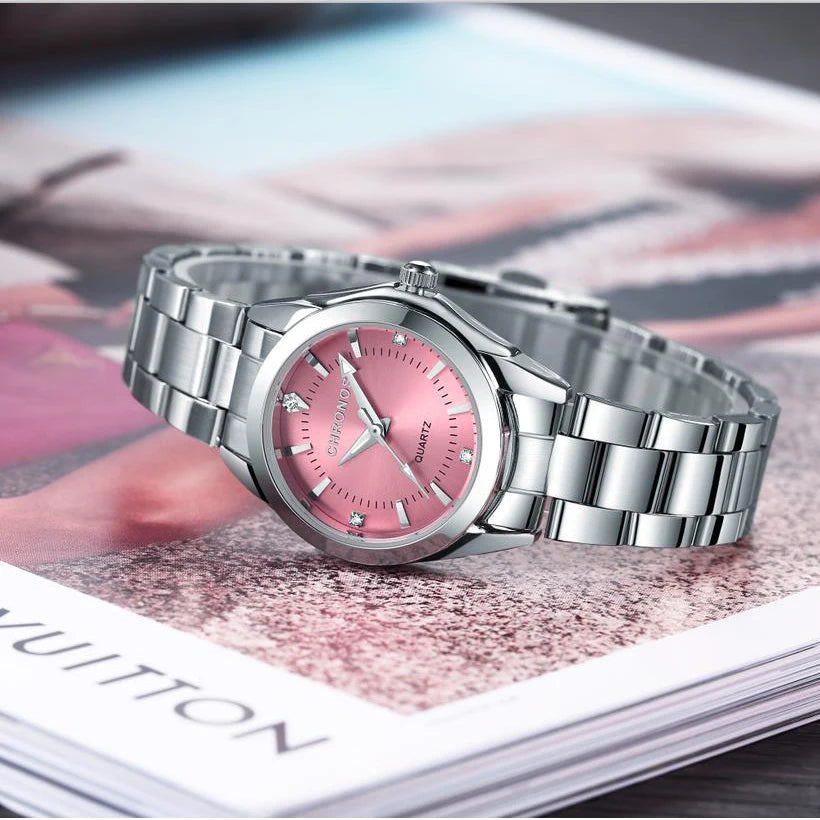CHRONOS Elegant Women Watch Luxury Ladies Fashion Brand Wristwatch Quartz Movement Stainless Steel Gift for Female Girlfriend