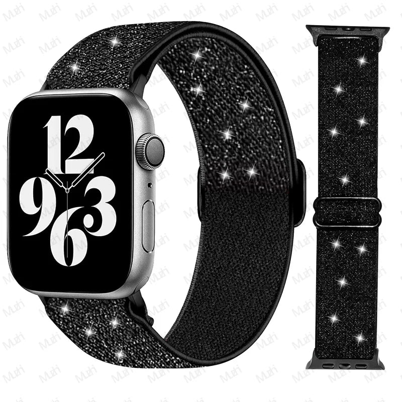 Scrunchie Strap for Apple watch Ultra 49mm band 45mm 44/46mm 41mm Adjustable Nylon Loop bracelet iWatch serie se 6 7 8 9 10 11