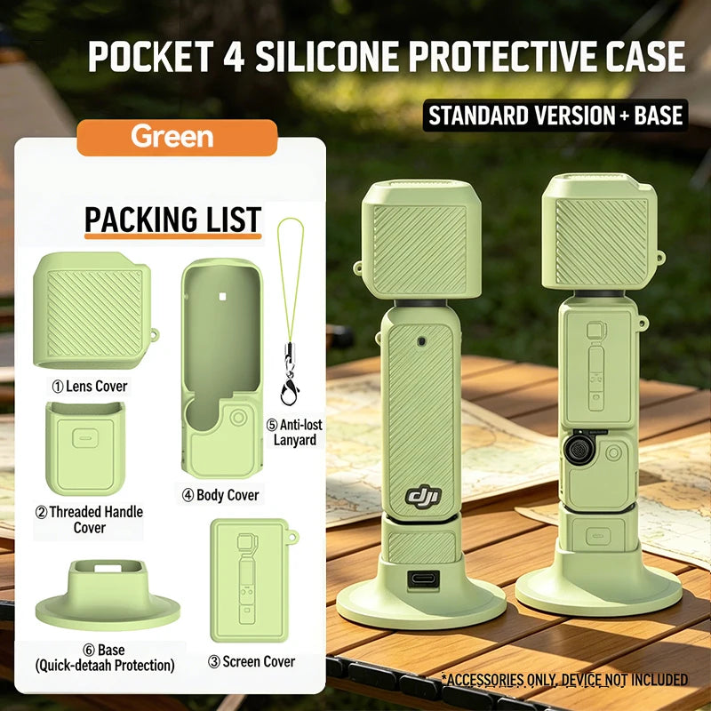 New Silicone Protective Case Set for DJI Pocket 4 Scratch-resistant Shock-resistant Protective Case for Camera Shell Accessories