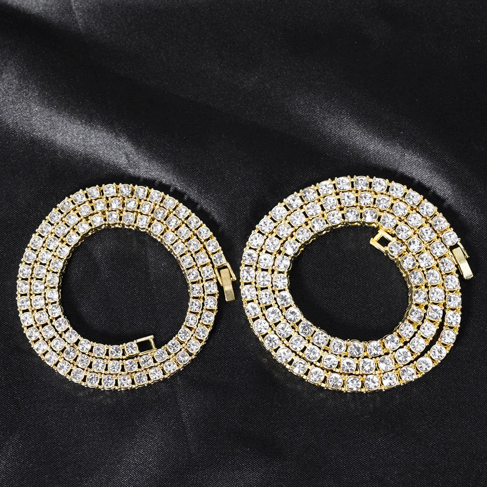 4MM 5MM Bracelet Necklace for Women Men Iced Out Tennis Chain Fashion Hip Hop Chain Jewelry for Men Necklace Accessories
