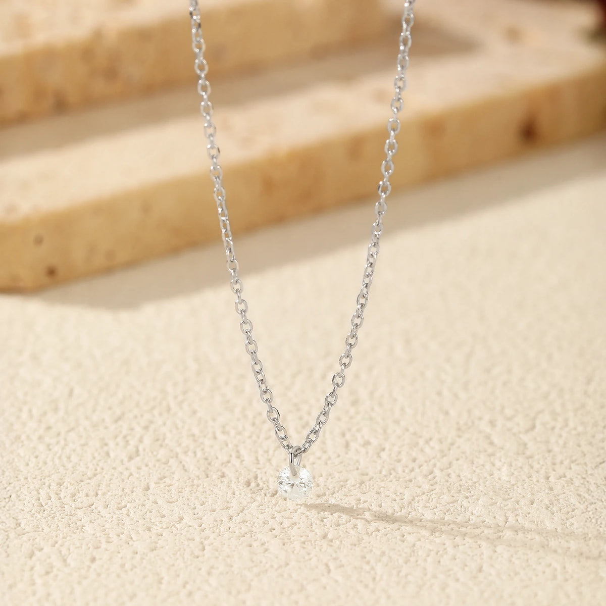 MODIAN 0.1CT/0.3CT/0.5CT VVS1 Clarity Moissanite 925 Sterling Silver Classic Round Pendant Necklace For Women Fine Jewelry