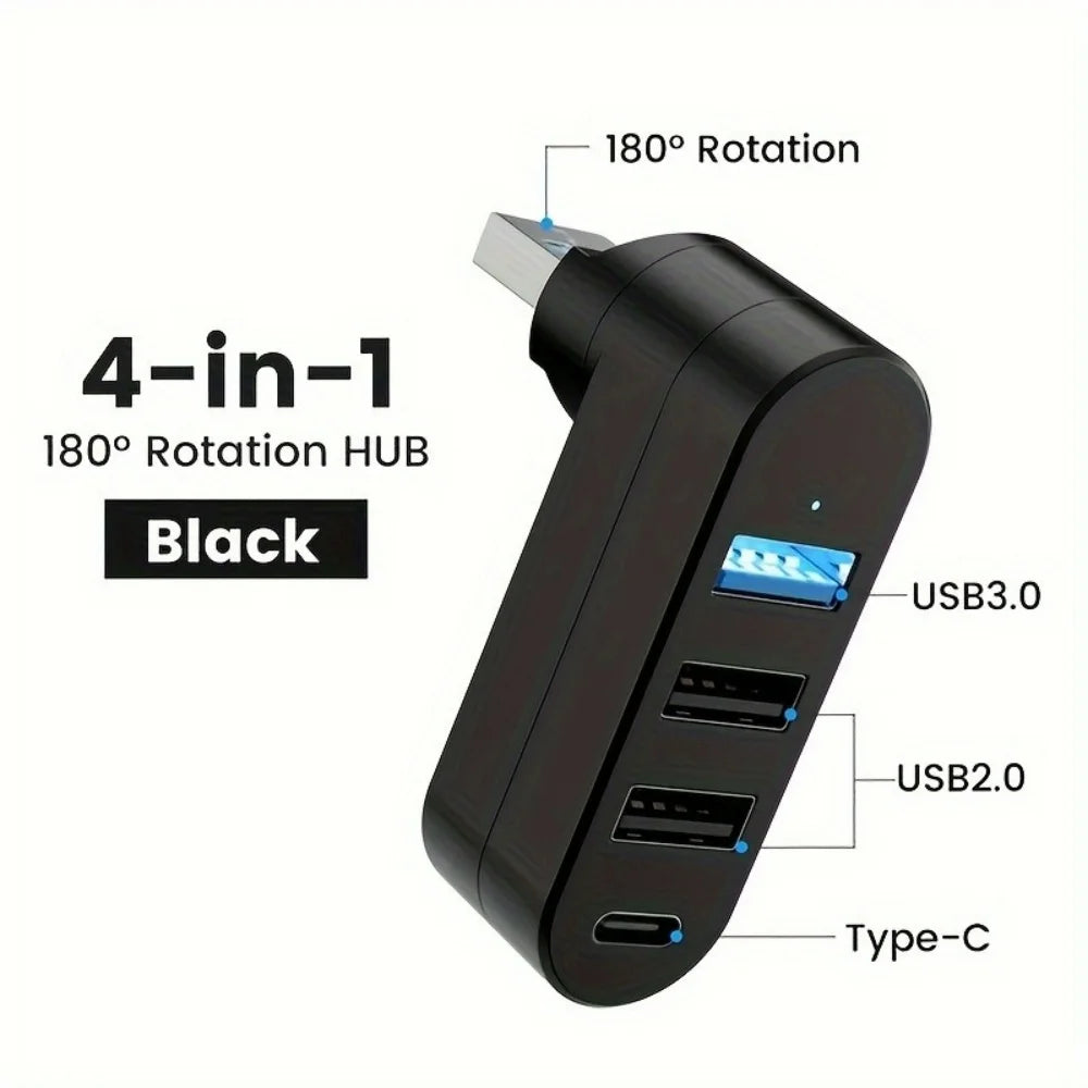 180° Rotatable Mini USB 3.0 Hub 3/4 Ports Type C Splitter High Speed Data Transfer Dock For Notebook MacBook Desktop Flash Drive