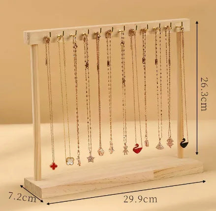 Jewelry Organizer Display Stand Wood Necklace Hanging Countertop Rack for Chains Earrings Bracelets Showcase Storage Rack