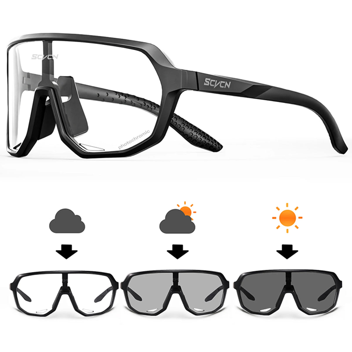 SCVCN Men Cycling Glasses Photochromic Sunglasses Mountain Bike Road Bicycle Eyewear MTB Cycle Goggles Sports UV400 Glasses Hot