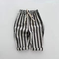 Spring Baby Boys Stripe Pants Cotton Casual Linen Elastic Trouers Toddler Infant Kids Girls Loose Pants
