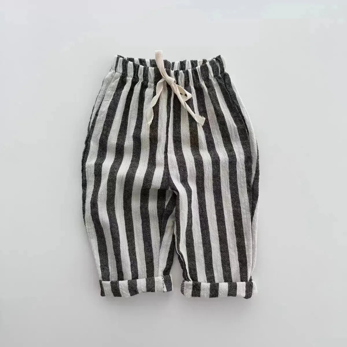 Spring Baby Boys Stripe Pants Cotton Casual Linen Elastic Trouers Toddler Infant Kids Girls Loose Pants