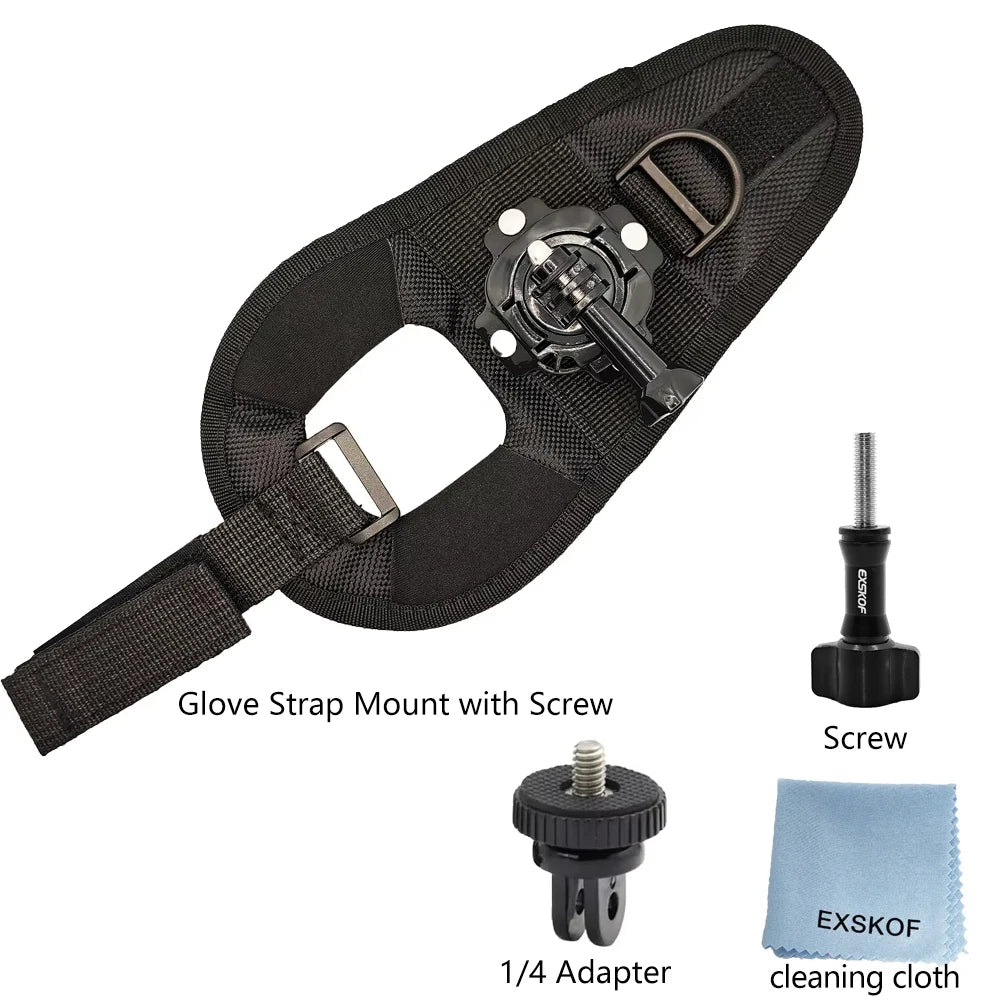 360° Rotation Glove Wrist Strap Mount For GoPro Hero 13 12 11 10 9 8 7 6 SJCAM AKASO Insta360 DJI Osmo Action Camera Accessories