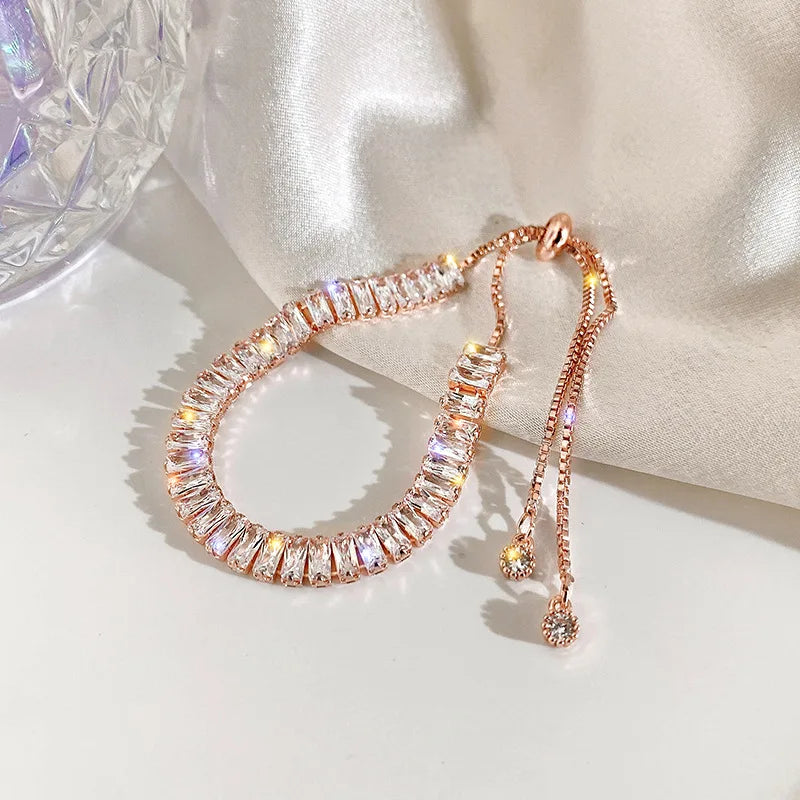 Luxury Color Cubic Zirconia Gold Color Tennis Bracelets For Women Girls 2022 New Trend Chain Bracelets Jewelry Party Gifts