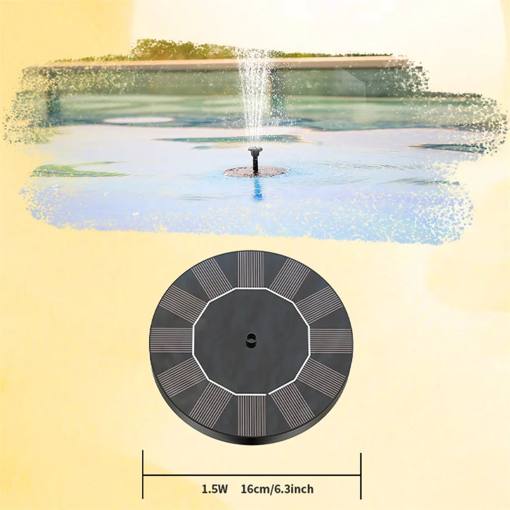 New 1W/1.5W/2.5W/3.5W Outdoor Solar Fountain Water Pump Bird Bath Fountain with 6 Nozzles Suitable for Courtyard Garden Pools