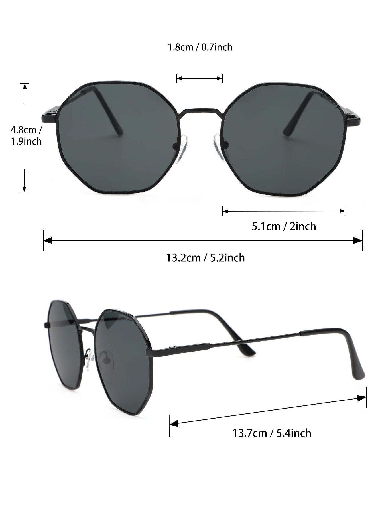 2 Pcs Metal Geometric Round Frame Sunglasses – Classical Fashion Shades for Vacation Decors Photo Props Unisex