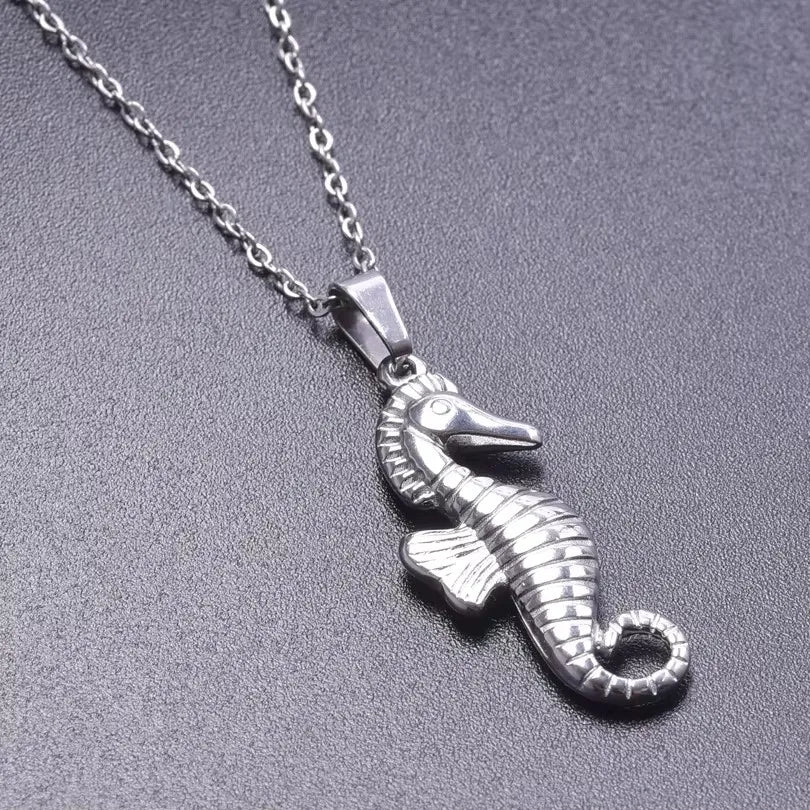 1Pc Stainless Steel Summer Sea Animal Aesthetic Women Grunge Necklaces Cute Ocean Hippocampus Seahorse Pendant Collares Jewelry