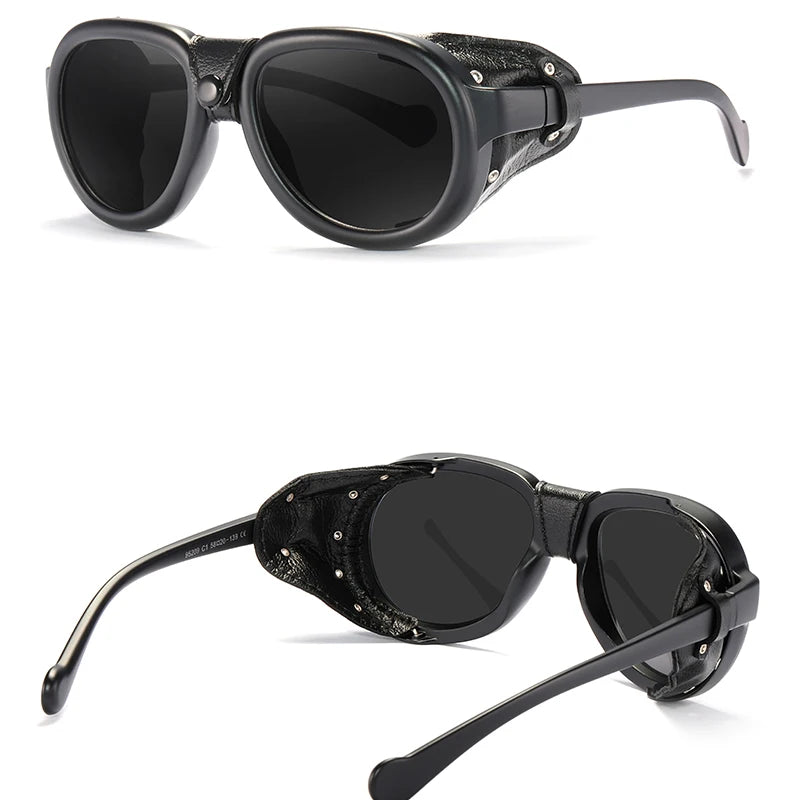 KDEAM Pilot Sunglasses Steampunk Men's Aviatic Polarized Sunglasses Women Soft Leather Shield Glasses Polarizing