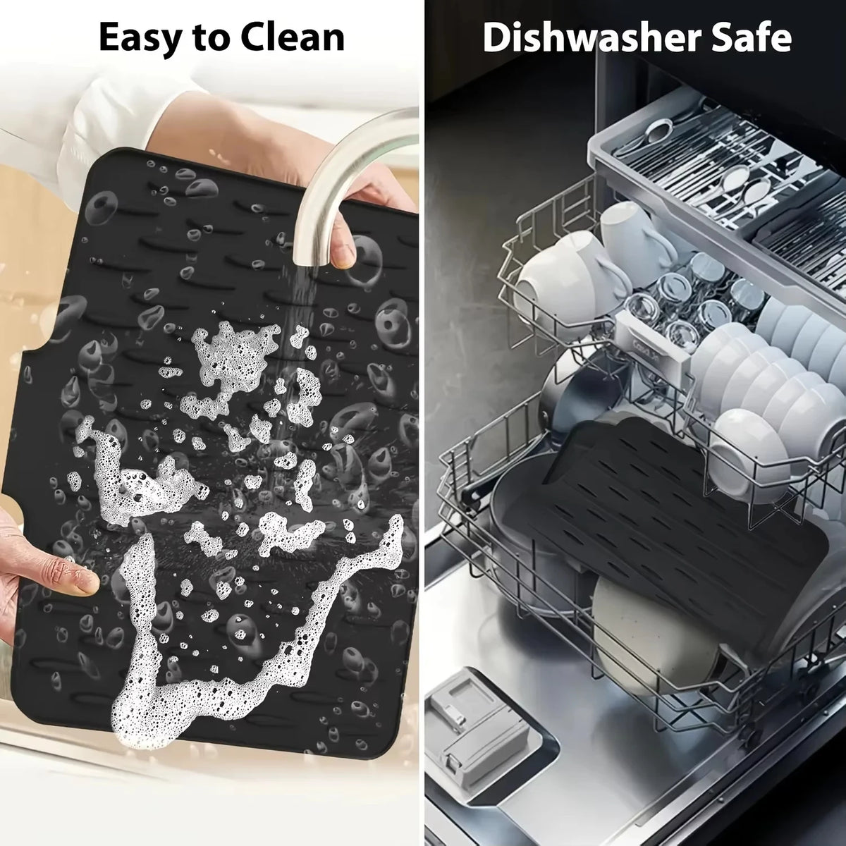 Silicone Dish Drying Mat Kitchen Countertop Drainer Pad Heat Resistant Anti-Slip Tableware Storage Tray Waterproof