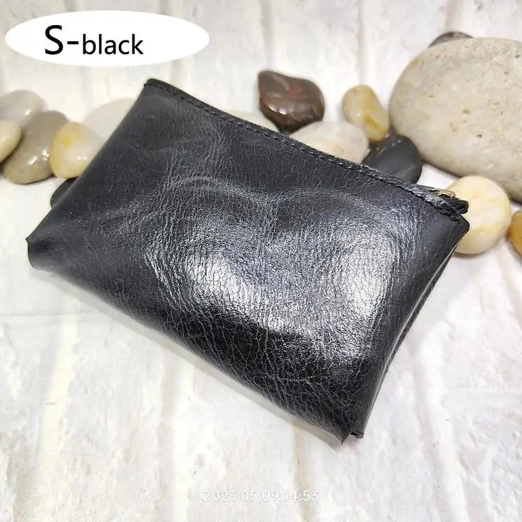 Blongk Zippered Waist Pack Genuine Leather Belt Bag Small Credit Card Holder Mini Car Key Case Pouch Wallet Men Women L1006D-S