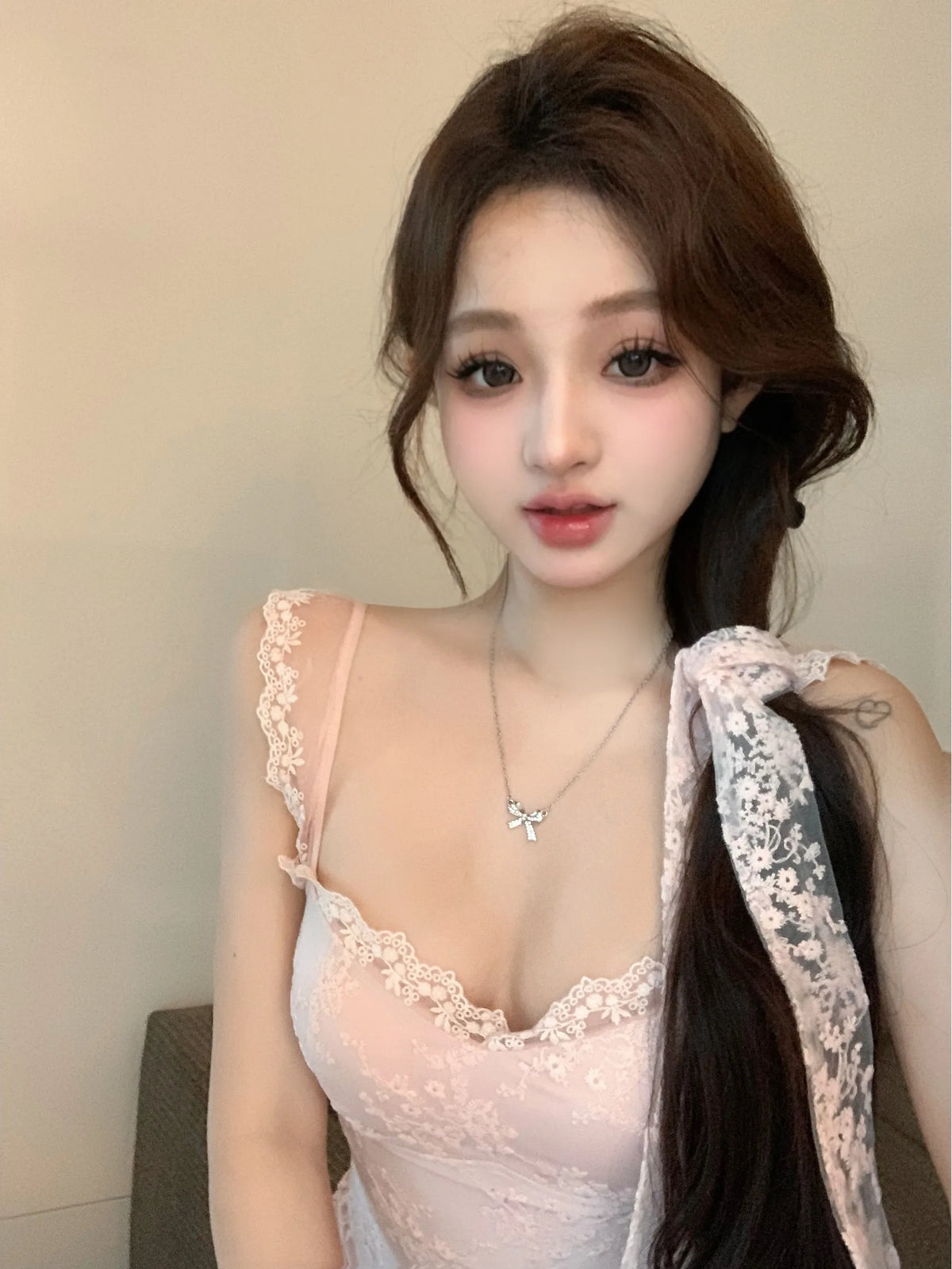 Sexy Lace Splice Short Sleeve  Dress Pure Desire Style Bodycon Dress Summer Season A-Line Skirt Gentle Style Single Piece