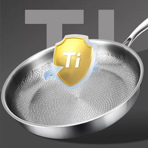 26/28/30cm German Pure Titanium Frying Pan Non-stick Frying Pan Uncoated Fish Scale Hammer Pattern Titanium Alloy Cookware