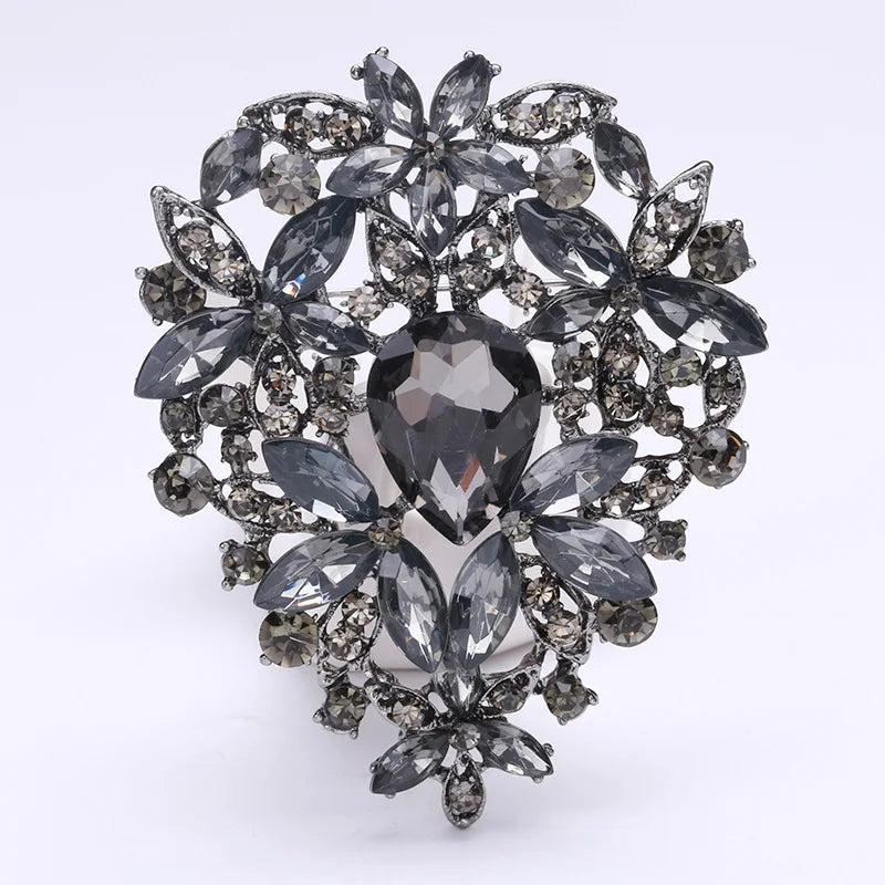 Creative Crown Brooch High-end Alloy Women's Corsage Women's Colorful Rhinestone and Water Drop Jewelry