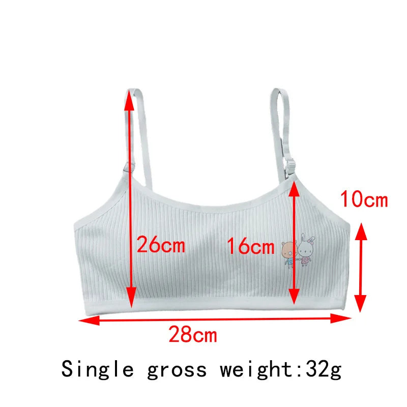 1PC 8-16Y Kids Training Bras Young Girls Underwear Teenage Training Bras Cotton Child Cute Brassiere Tube Tops Girl's Sport Bras