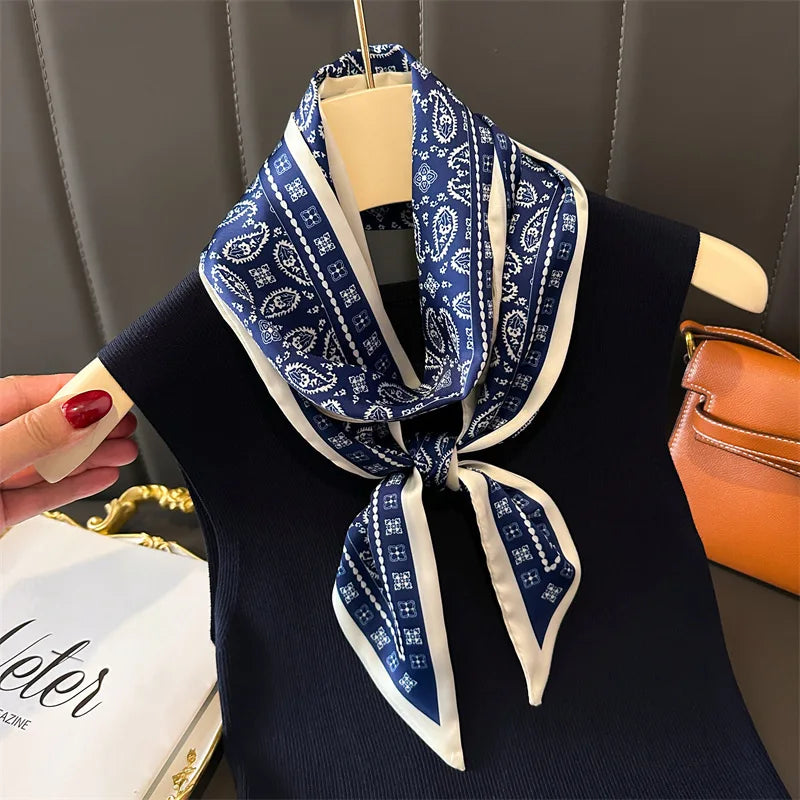 NEW Fashion Print Long Silk Scarf Graphic Ribbon For Women Soft Cozy Silk Scarf Versatile Neckerchief Length Luxury Headband