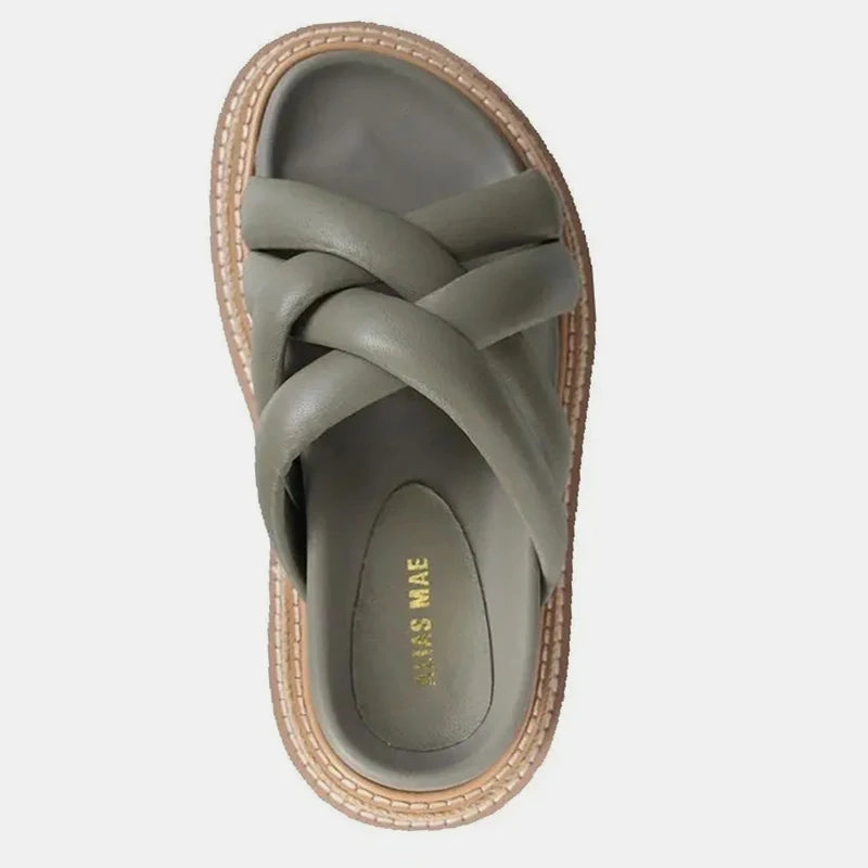 ALIAS MAE 2026 Summer Classic Leather Braided Cross Strap Women's Minimally Increased Height Thick Bottom Sandals