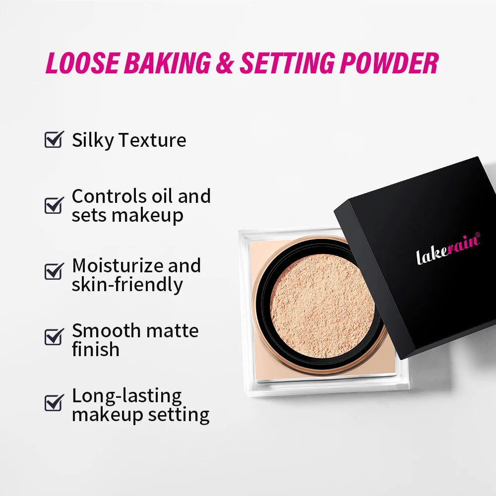 Lakerain Loose Baking Setting Powder Oil Control Natural Matte Finish Long Lasting Makeup Setting Powder Korean Cosmetic 4colors
