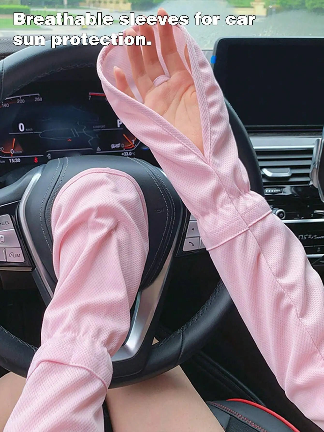 1 Pair Summer Driving Arm Sleeves (Loose Version), Breathable Cooling Sleeve Covers, Available In Gray/Blue/Pink/Black/White, Sun Protection Fingerless Gloves, Loose Fit For Women Driving, Cycling, Car Accessories, Car Sun Pr