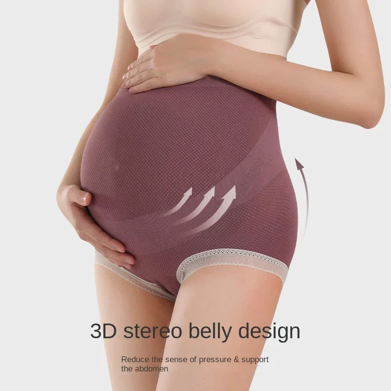 Maternity Panties High Waist Pregnant Panties Adjustable Belly Support Briefs for Pregnant Women Lace Solid Color Cozy Intimates