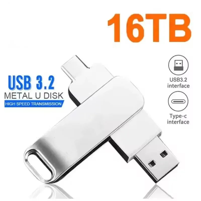 DIXSG For Xiaomi 16TB Flash Drives USB 3.2  U Disk 2TB High Speed Metal Pendrive WaterProof Type-C Memoria USB Stick USB Drives