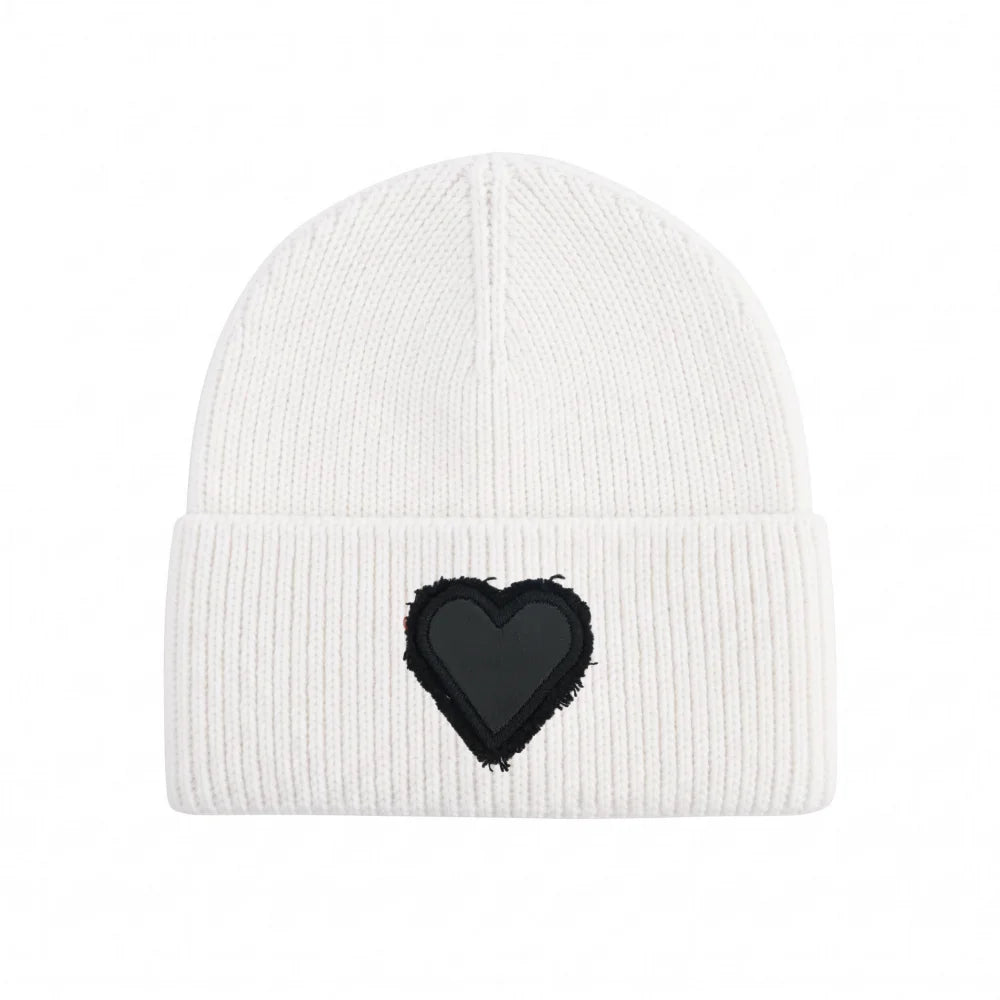 Winter Cotton Knitted Beanies Leather Heart Outdoor Hat Children Hats Personality Table hats girl hat boy hat