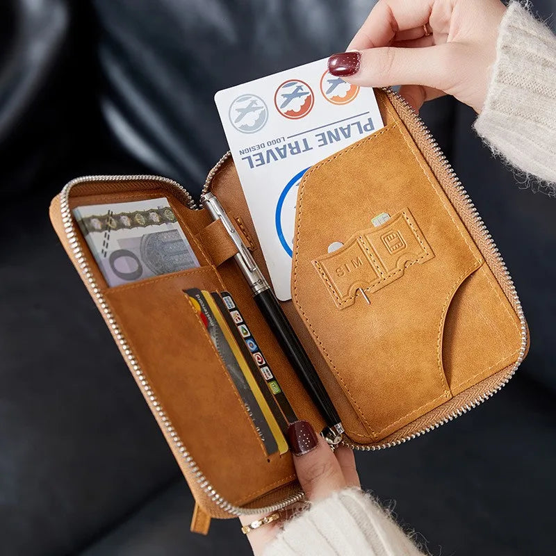 Minimalist and fashionable RFID passport holder multifunctional PU leather travel accessory passport holder wallet holder unisex